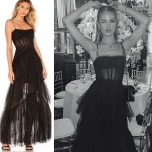 BCBGMaxAzria Black Tiered Bustier Gown